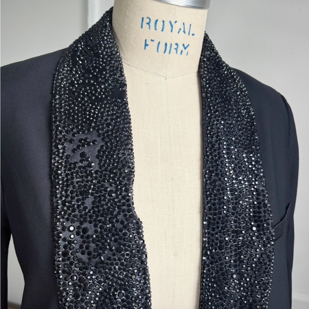 Haute Hippie Tuxedo Style Jacket With Black Diamantes - Picture 5 of 10